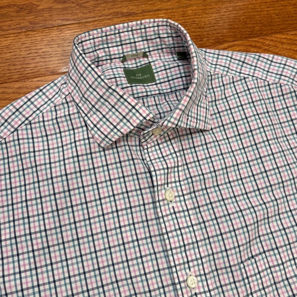 Sid Mashburn Slim Fit Button Down Dress Shirt‎ Mens Small Pink Blue White Check